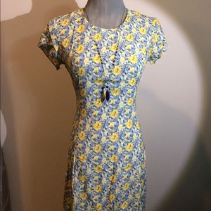 The Limited yellow and blue floral maxi dress  2